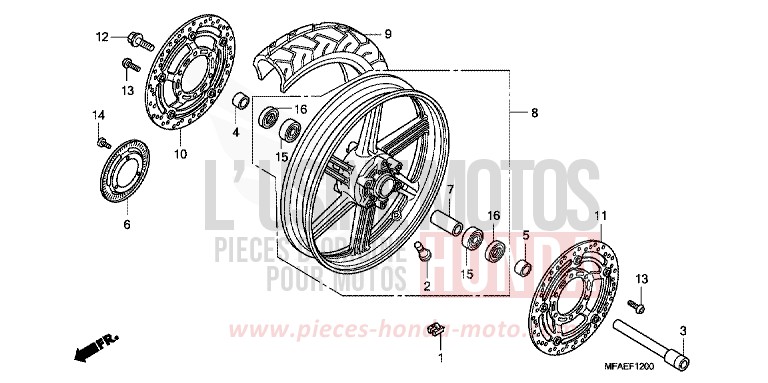 FRONT WHEEL for CBF1000 ABS PEARL NIGHTSTAR BLACK (NHA84) from 2010